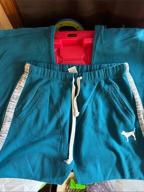 Women’s Teal Drawstring Sweatpants with Side Stripe